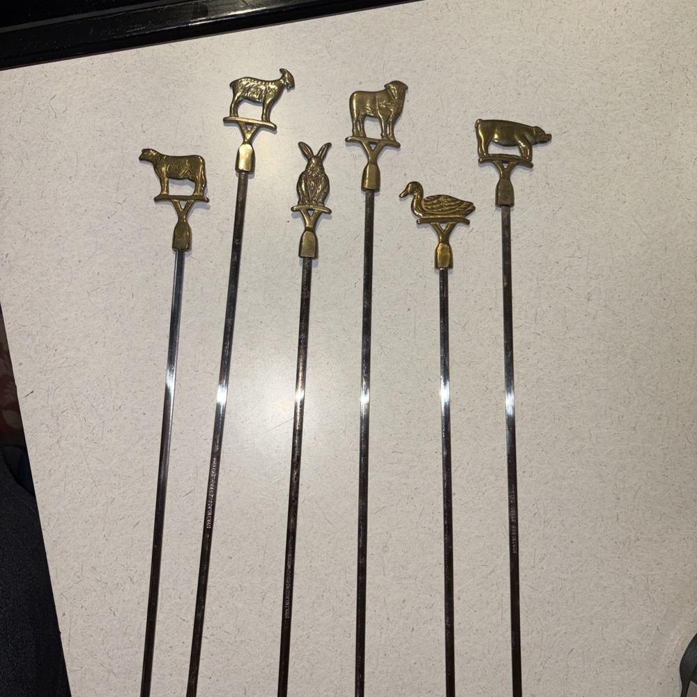 Brass Top Animal Themed Kabob Skewers, Set of 6 Designs Williams-Sonoma
